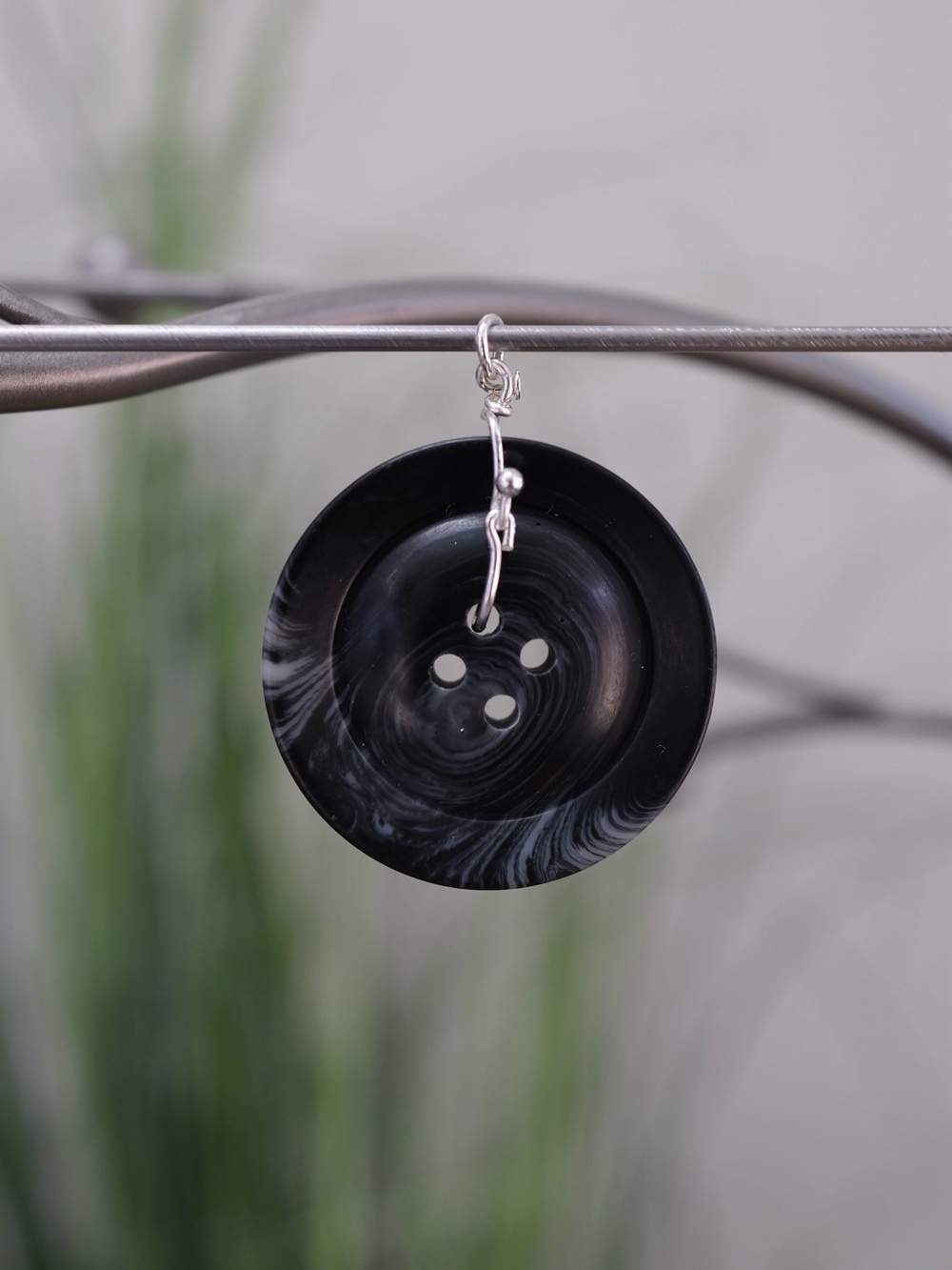 Handmade Navy Smoke Swirl Button Pendant Charm